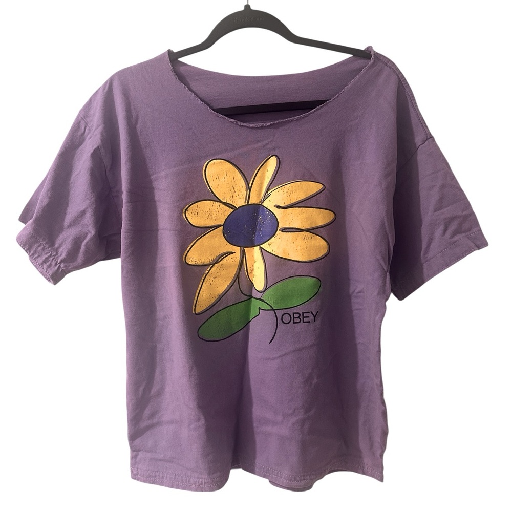 Obey Sunflower T-Shirt Purple Altered, size L